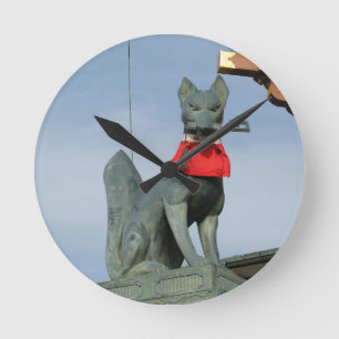 Kitsune キツネ (Fox) with Key in Mouth Round Clock