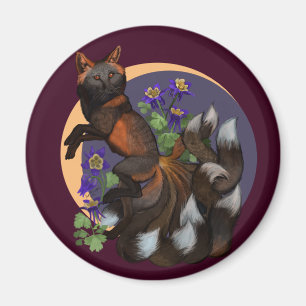Kitsune and Columbine Flowers Magnet