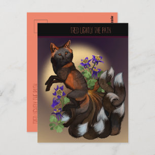 Kitsune and Columbine Flowers  Postcard