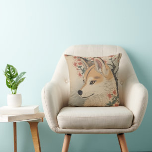 Kitsune & cherry blossom cushion