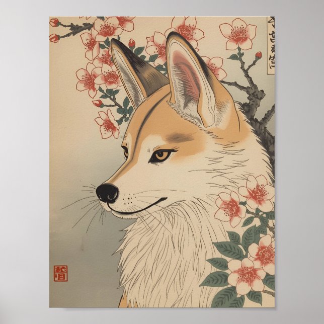 Kitsune & cherry blossom poster (Front)