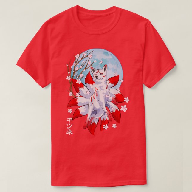 Kitsune Fo Japanese Nine Tailed Fo Magical Creatur T-Shirt (Design Front)