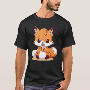Kitsune Fox and Cupcake Cute  Design 1 T-Shirt