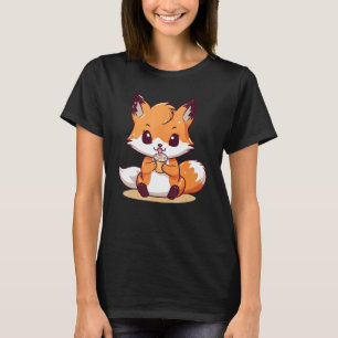Kitsune Fox and Cupcake Cute Design T-Shirt