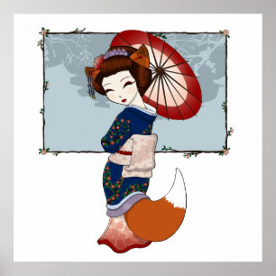 Kitsune Geisha Prints