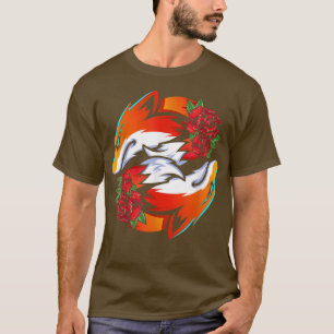 Kitsune Hokkaido Red I Fox Mask Two Roses Around C T-Shirt