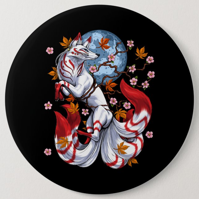Kitsune Japanese Fox 6 Cm Round Badge (Front)