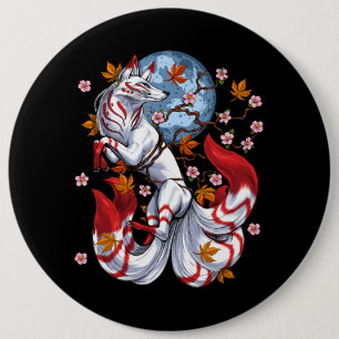 Kitsune Japanese Fox 6 Cm Round Badge