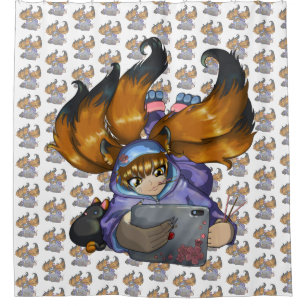 Kitsune Life Shower Curtain