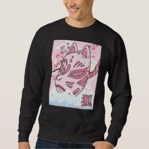 Kitsune Mask Japanese Aesthetic Fox Mask Cherry Bl Sweatshirt