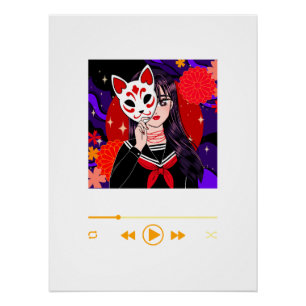 Kitsune Mask   Motivational Anime Wall Art