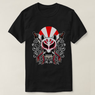 Kitsune Mask with Crossed Katanas T-Shirt