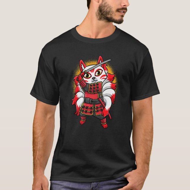 Kitsune Ninja Nine Tailed Fox Japanese Samurai Men T-Shirt (Front)