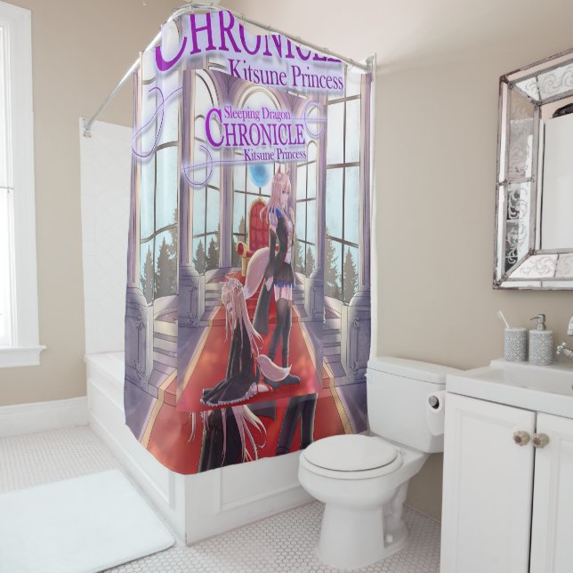 Kitsune princess shower curtain (In Situ)