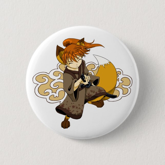 Kitsune Samurai Button (Front)