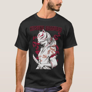 Kitsune Samurai Japanese Mask Fox Aesthetic Inari  T-Shirt