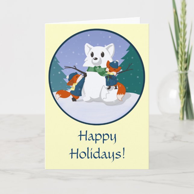 Kitsune Snow Day Greeting Cards (Front)