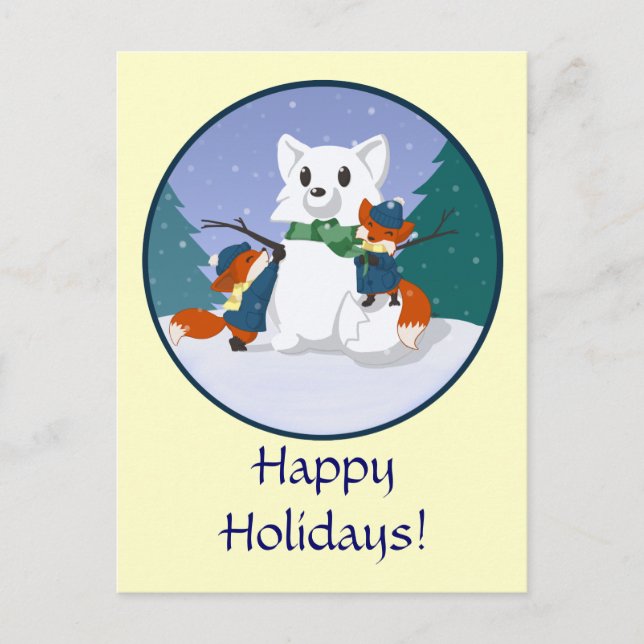 Kitsune Snow Day Postcard (Front)