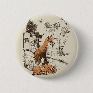 Kitsune - Traditional Japanese Streetwear Design 6 Cm Round Badge
