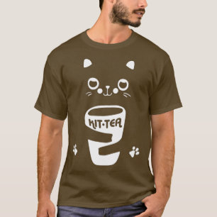 KitTea Funny Cat Cute Cat Face Vintage Tea Lover T-Shirt