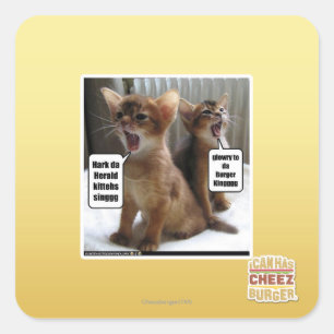 Kitteh carols square sticker