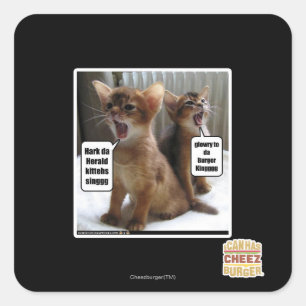 Kitteh carols square sticker