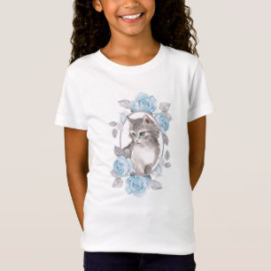 Kitten and blue roses T-Shirt