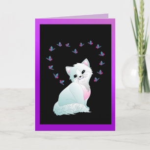kitten and butterflies greeting card