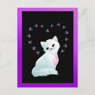 kitten and butterflies postcard