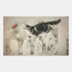 Kitten and Butterfly Rectangular Sticker