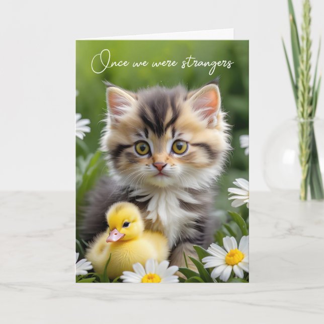 Kitten and Duckling Friends Birthday Card (Front)
