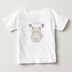 Kitten and hearts, personalized Baby T-Shirt