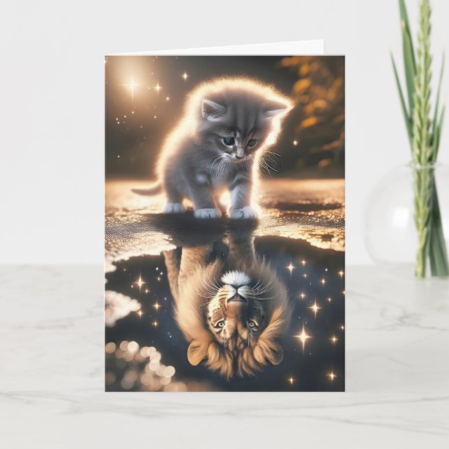 Kitten and Lion Birthday Card (Front)