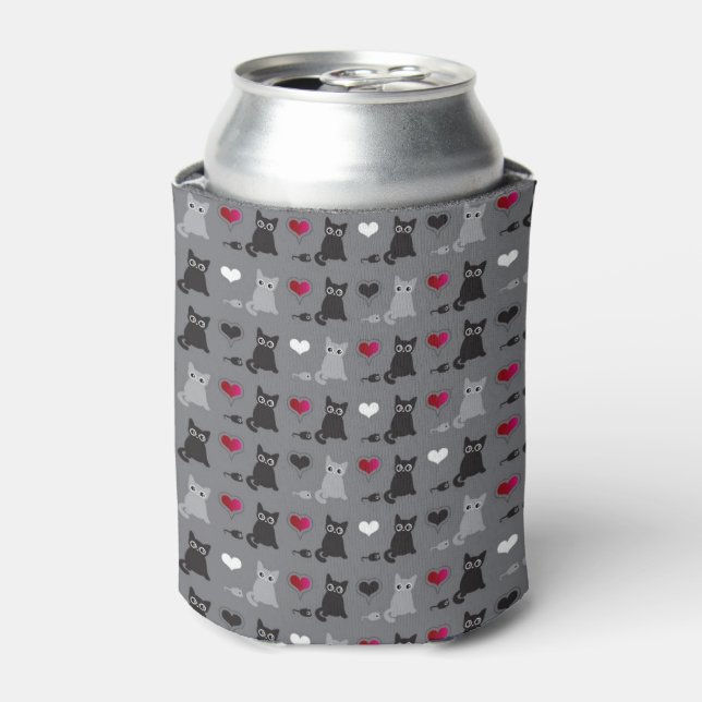kitten and mice pattern can cooler (Can Front)