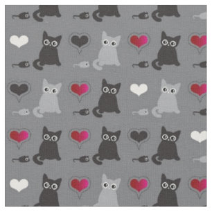 kitten and mice pattern fabric