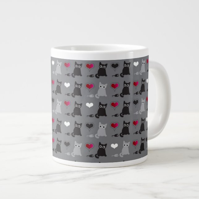 kitten and mice pattern large coffee mug (Front Right)