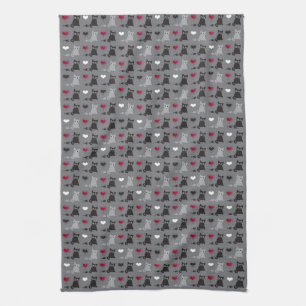 kitten and mice pattern tea towel