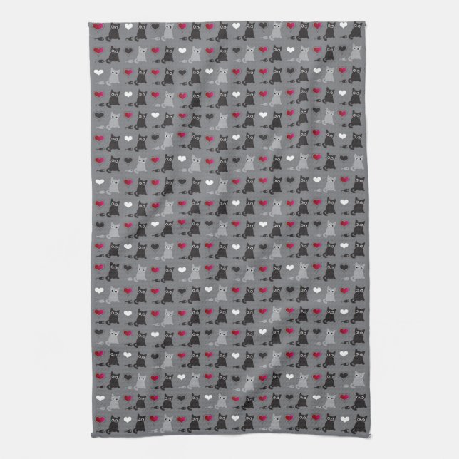 kitten and mice pattern tea towel (Vertical)