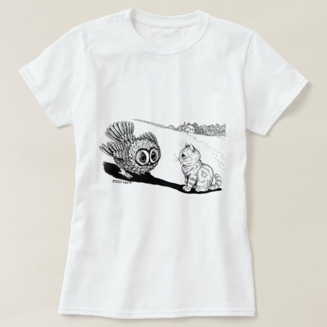 Kitten and Owl, Louis Wain T-Shirt (Design Front)