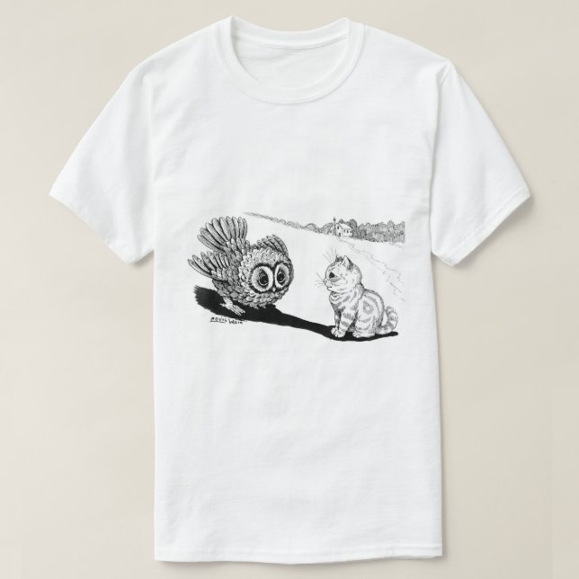 Kitten and Owl, Louis Wain T-Shirt (Design Front)