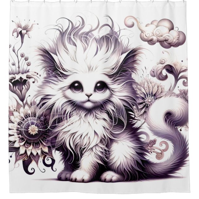 Kitten Art Shower Curtain (Front)