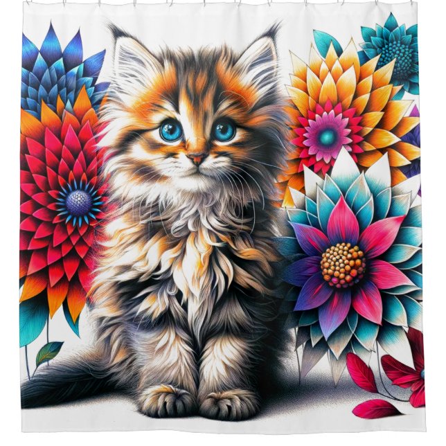 Kitten Art Shower Curtain (Front)