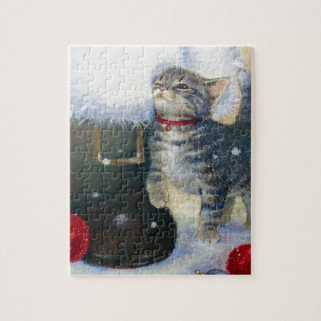 Kitten at Santa's Boot Jigsaw Puzzle (Vertical)