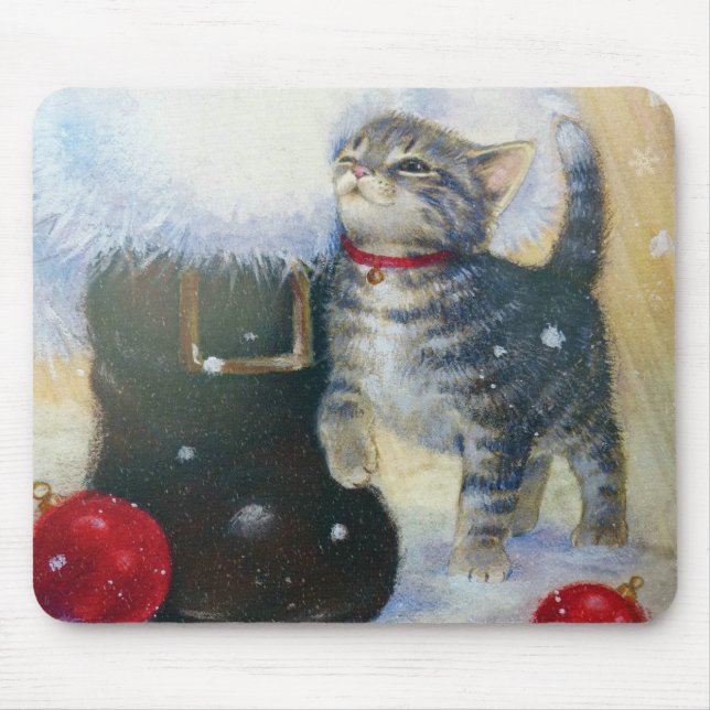 Kitten at Santa's Boot Mouse Mat (Front)