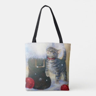 Kitten at Santa's Boot Tote Bag
