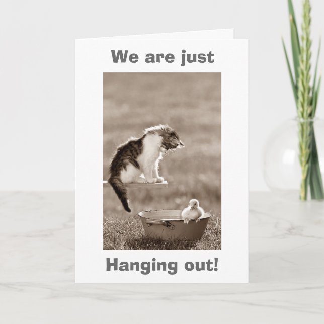 KITTEN/BABY DUCK SAY "HAPPY BIRTHDAY" CARD (Front)