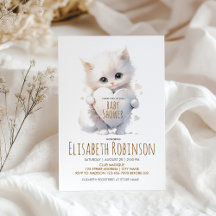 Kitten Baby Shower Personalised Invitation