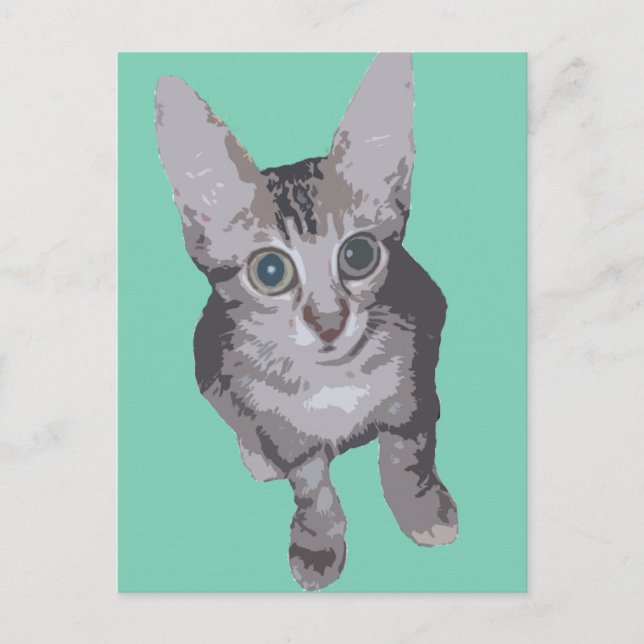 Kitten Big Eyes Pop Art Postcard (Front)