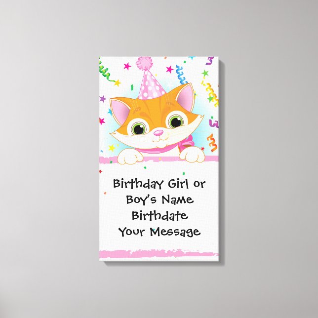 Kitten Birthday Memento Canvas Print (Front)