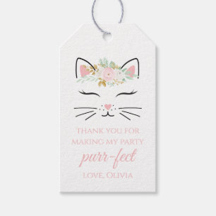 Kitten Birthday Party favour tags floral kitty fac